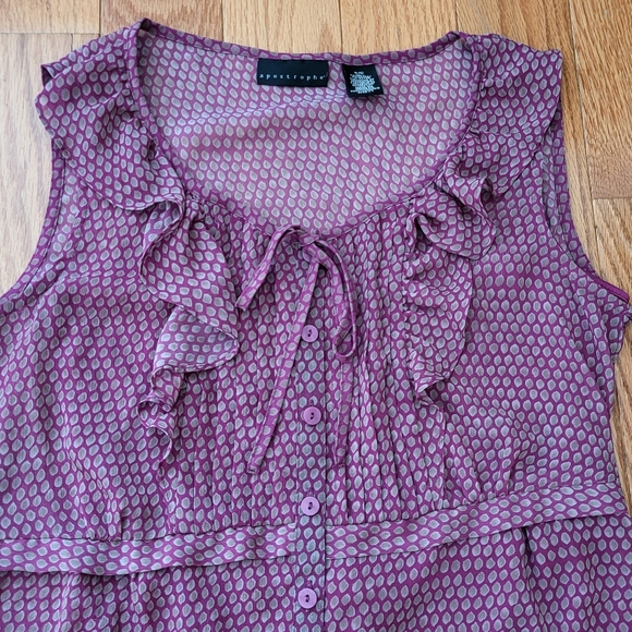 Apostrophe Semi Sheer Patterned Ruffle Blouse - Picture 7 of 7
